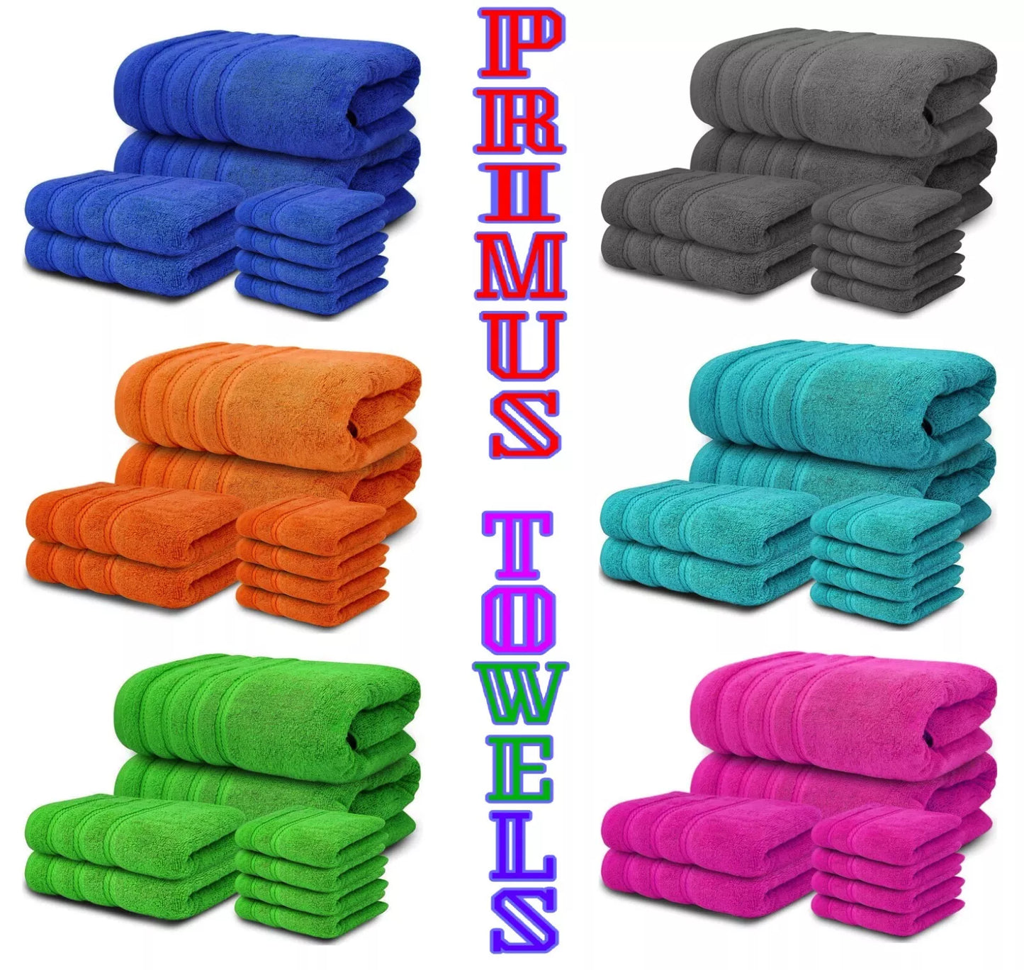 8 Piece Bale Set 100% Egyptian cotton Face Hand Big Bath Towels 600GSM - Towelsbay