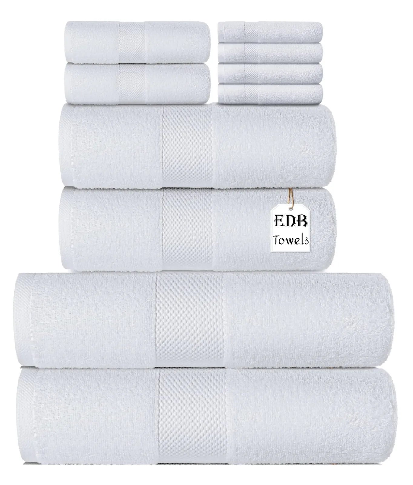Egyptian Cotton 8 Piece Bale Set 800GSM - 4 Face Cloths, 2 Hand Towel, 2 Bath Towel