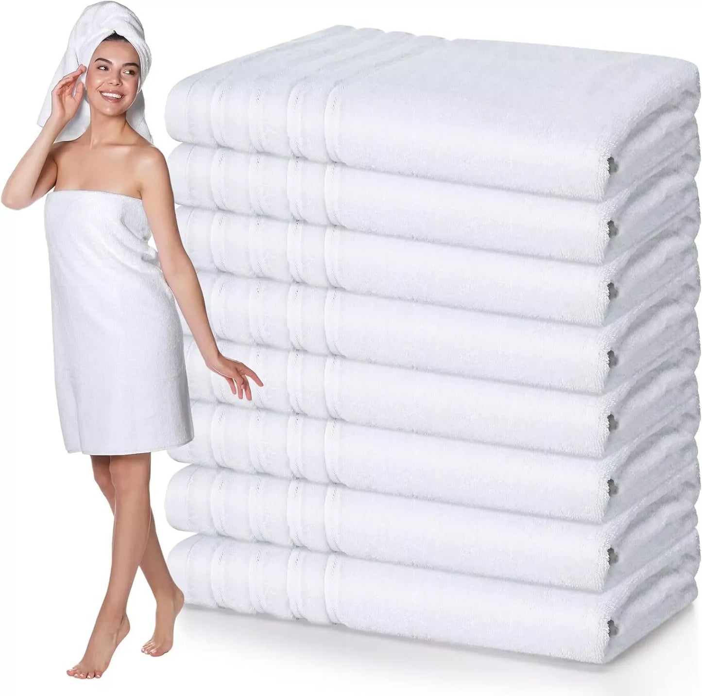 4 X Luxury White Bath Towel 600GSM 100% Egyptian Cotton Hotel Quality Towels 70 X 130cm - Towelsbay