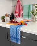 100% Cotton Terry Kitchen Towels Checkered Designed, Soft and Super