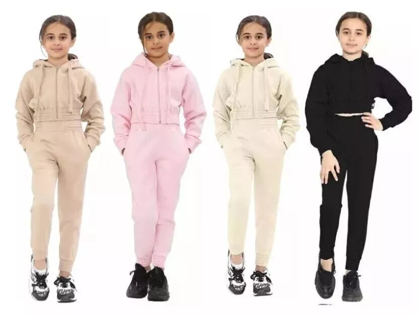 Kid Girls Tracksuit, Top Bottoms Jogger Set, Zipper Hoodie - Towelsbay