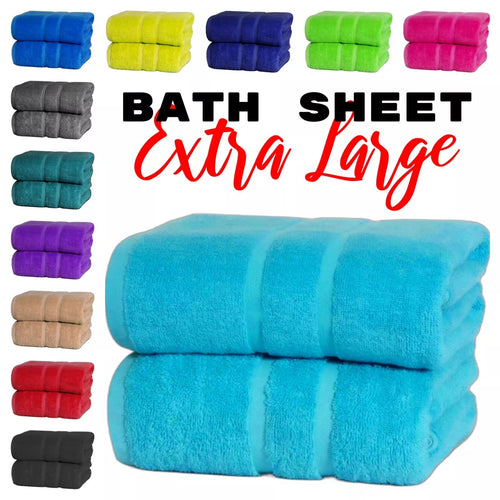 2x Luxury Extra Large Jumbo Bath Sheet Towels 100% Egyptian Cotton 600GSM Towels 100 x 200cm - Towelsbay