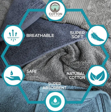 Egyptian Cotton 8 Piece Bale Set 800GSM - 4 Face Cloths, 2 Hand Towel, 2 Bath Towel Towelsworld