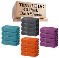 40 Pieces Bath Sheets Large Bulk Towels Set 75cm X 150 cm Bath Towels - Towelsbay