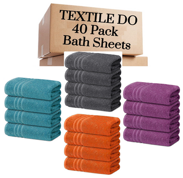 40 Pieces Bath Sheets Large Bulk Towels Set 75cm X 150 cm Bath Towels - Towelsbay