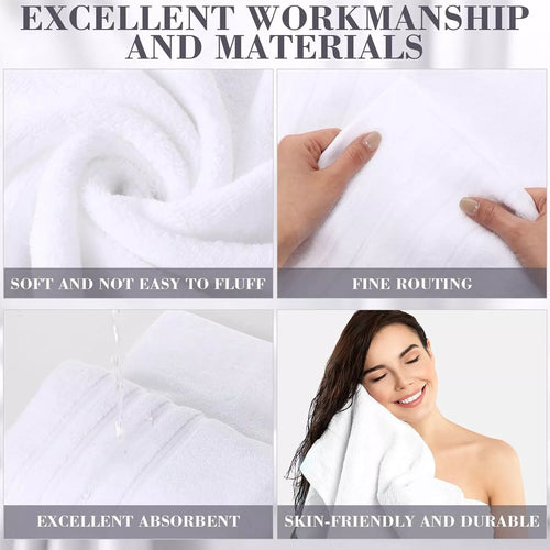 4 X Luxury White Bath Towel 600GSM 100% Egyptian Cotton Hotel Quality Towels 70 X 130cm - Towelsbay