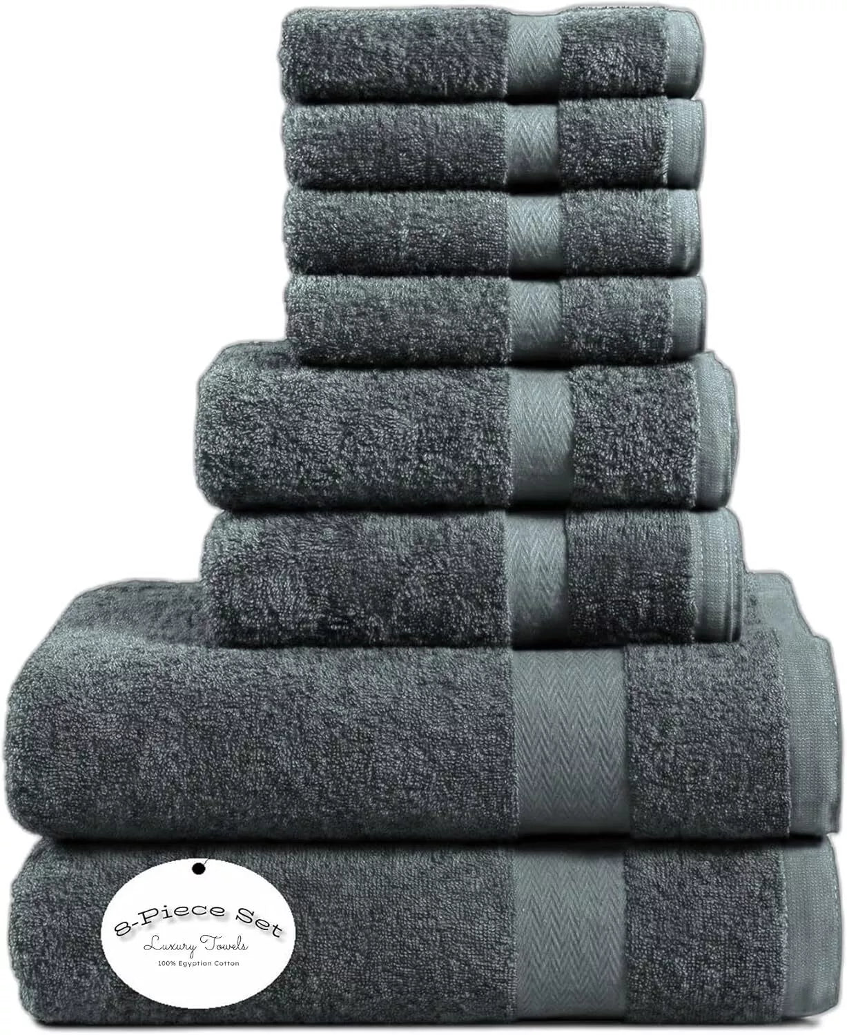 Luxury 4 Face Cloths, 2 Hand Towels, 2 Bath Towels- Super Soft 8 Piece 600GSM Towel Bale