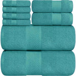 8 Pcs Towel Bale Set 100% Egyptian Cotton Face, Hand Towel, Big Bath Towel 600GSM - Towelsbay