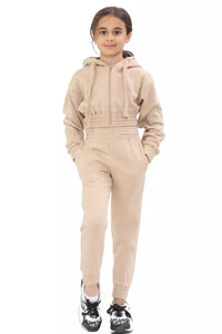 Kids Girls Tracksuit Hoodie, Kids and Teens Crop Tracksuit Set Casual - Towelsbay