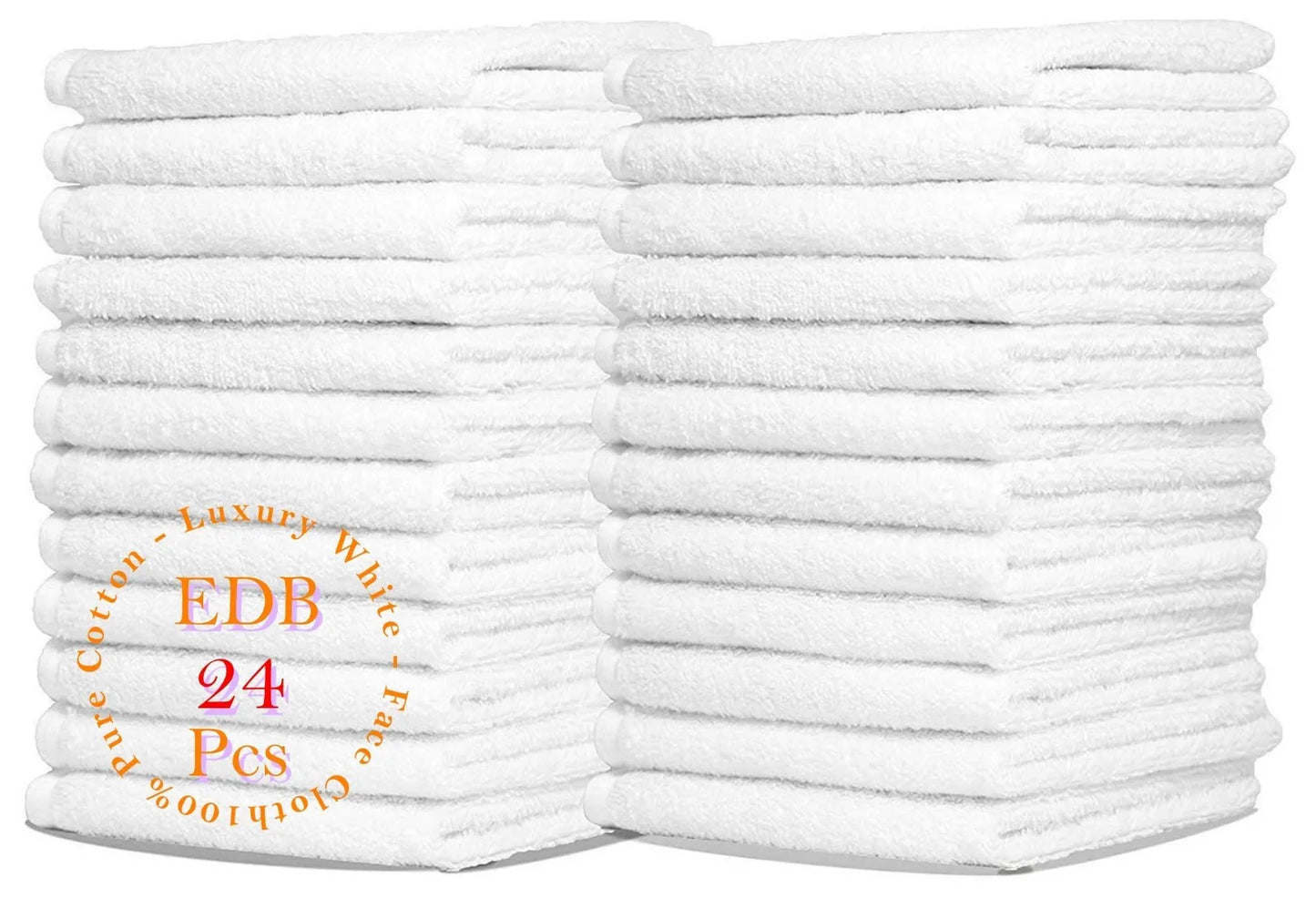 Pack of 6 Luxury White Face Cloth Towels 100% Egyptian Cotton Soft Flannel Wash Cloths Towel