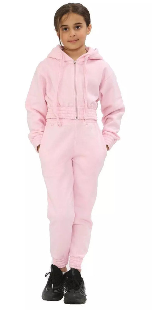 Kids Girls Tracksuit Hoodie, Kids and Teens Crop Tracksuit Set Casual - Towelsbay