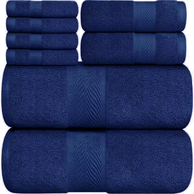 8 Pcs Towel Bale Set 100% Egyptian Cotton Face, Hand Towel, Big Bath Towel 600GSM - Towelsbay