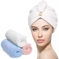 3 Pack Hair Turban Towels Wrap 100% Cotton Soft Quick Drying Bath Shower Hat Cap