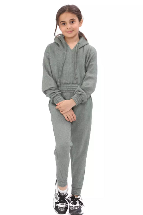 Kids Girls Tracksuit Hoodie, Kids and Teens Crop Tracksuit Set Casual - Towelsbay