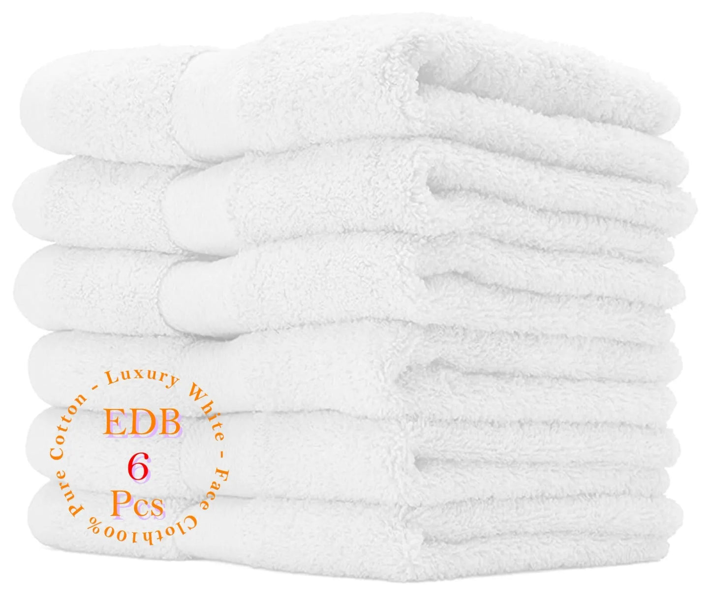Pack of 6 Luxury White Face Cloth Towels 100% Egyptian Cotton Soft Flannel Wash Cloths Towel