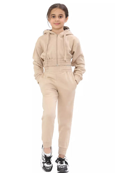 Kid Girls Tracksuit, Top Bottoms Jogger Set, Zipper Hoodie - Towelsbay