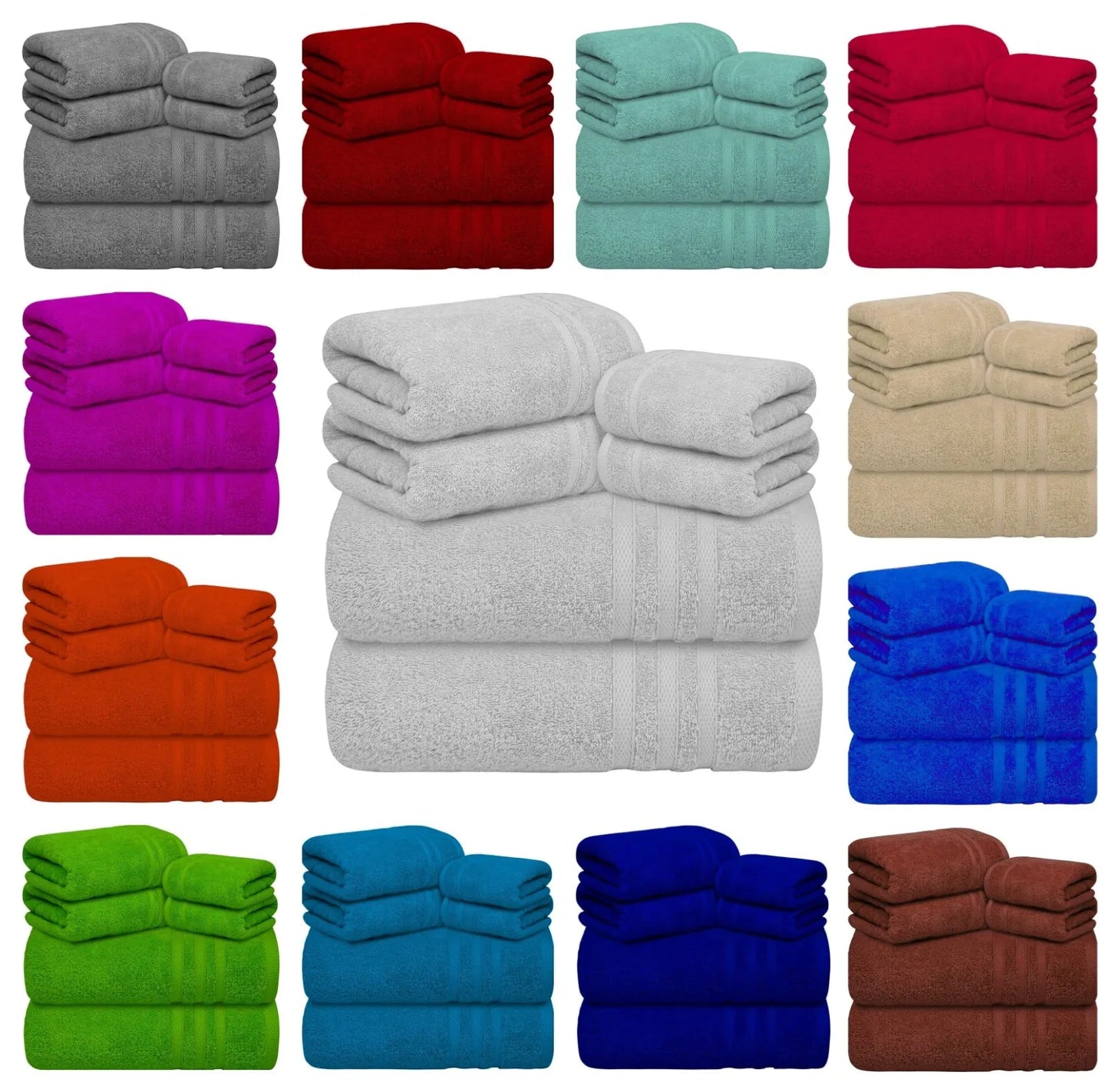 4 Face towels, 2 Hand towels, 2 Bath sheets, 8 Piece 500GSM Towel Bale