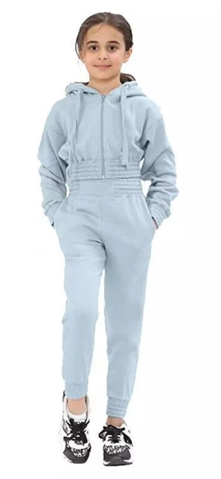 Kids Girls Tracksuit Hoodie, Kids and Teens Crop Tracksuit Set Casual - Towelsbay