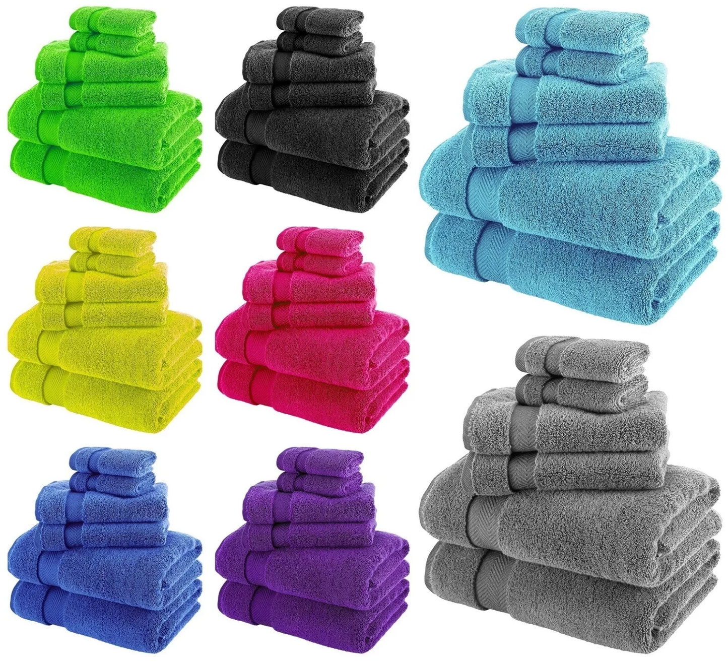 Super Soft 6 Piece 800GSM Towel Bale -2 Face Cloth 2 Hand Towels, 2 Bath Towels