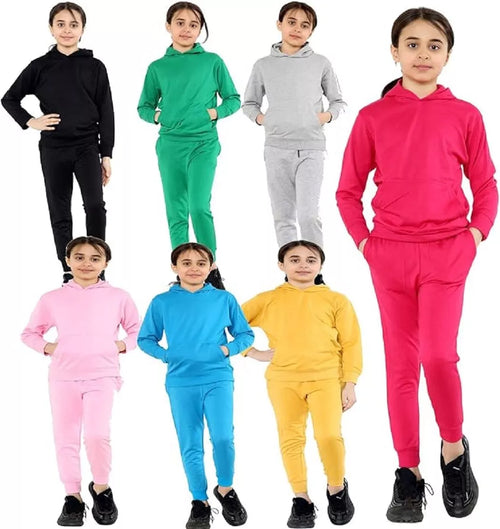 Girls Kids Fleece Tracksuit 2Pcs Hoodies Sports Sweatpants Jogging 7-8, 14 Years - Towelsbay