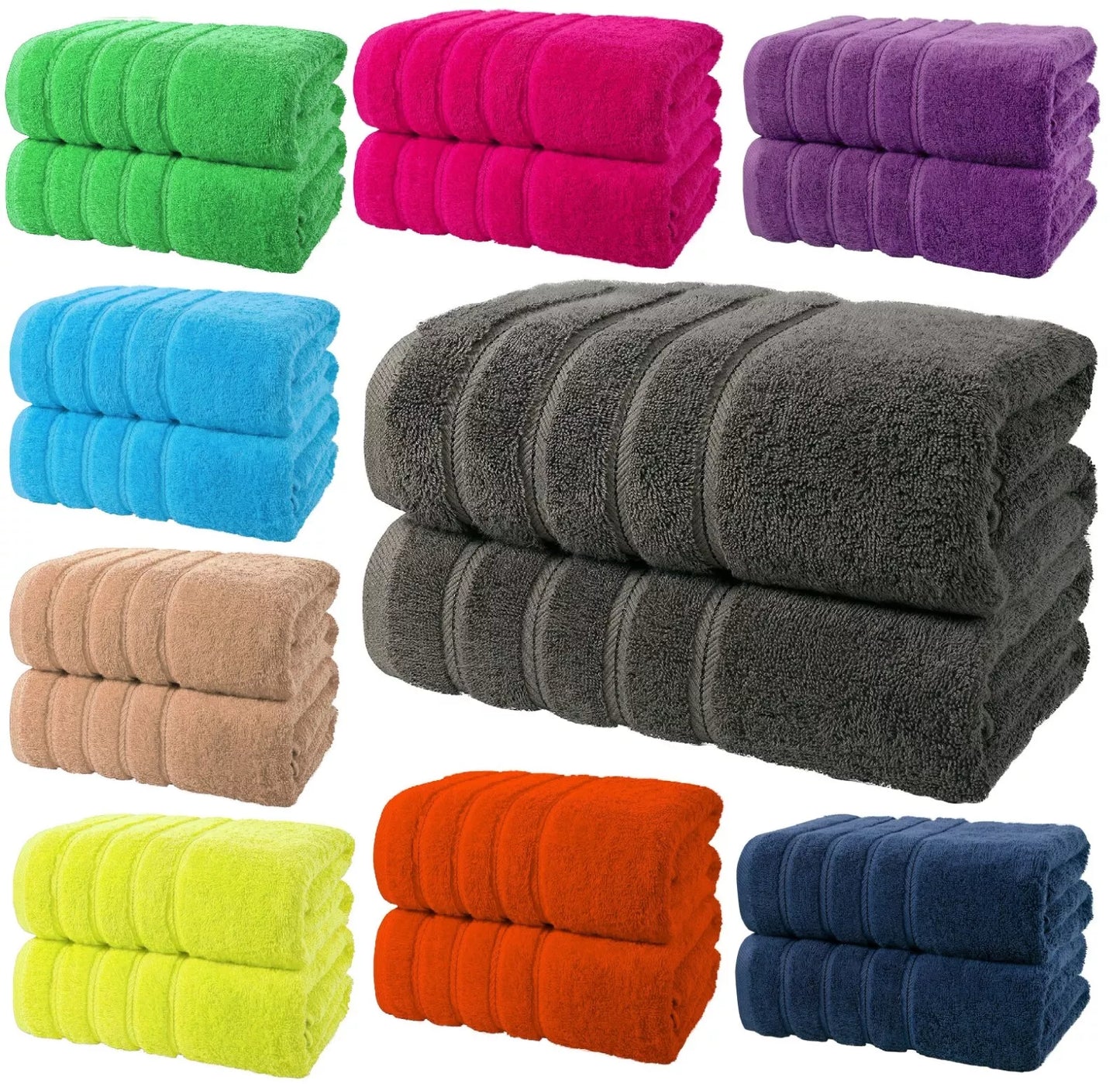 2x-LARGE BATH TOWELS 100% EGYPTIAN COTTON SUPER JUMBO TOWELS