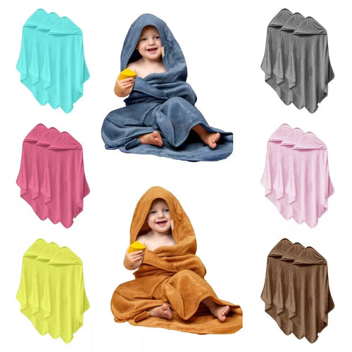 3x Hooded Baby Towel Soft 100% Cotton Bath Wrap Bath Towel Newborn Hooded Towels - Towelsbay