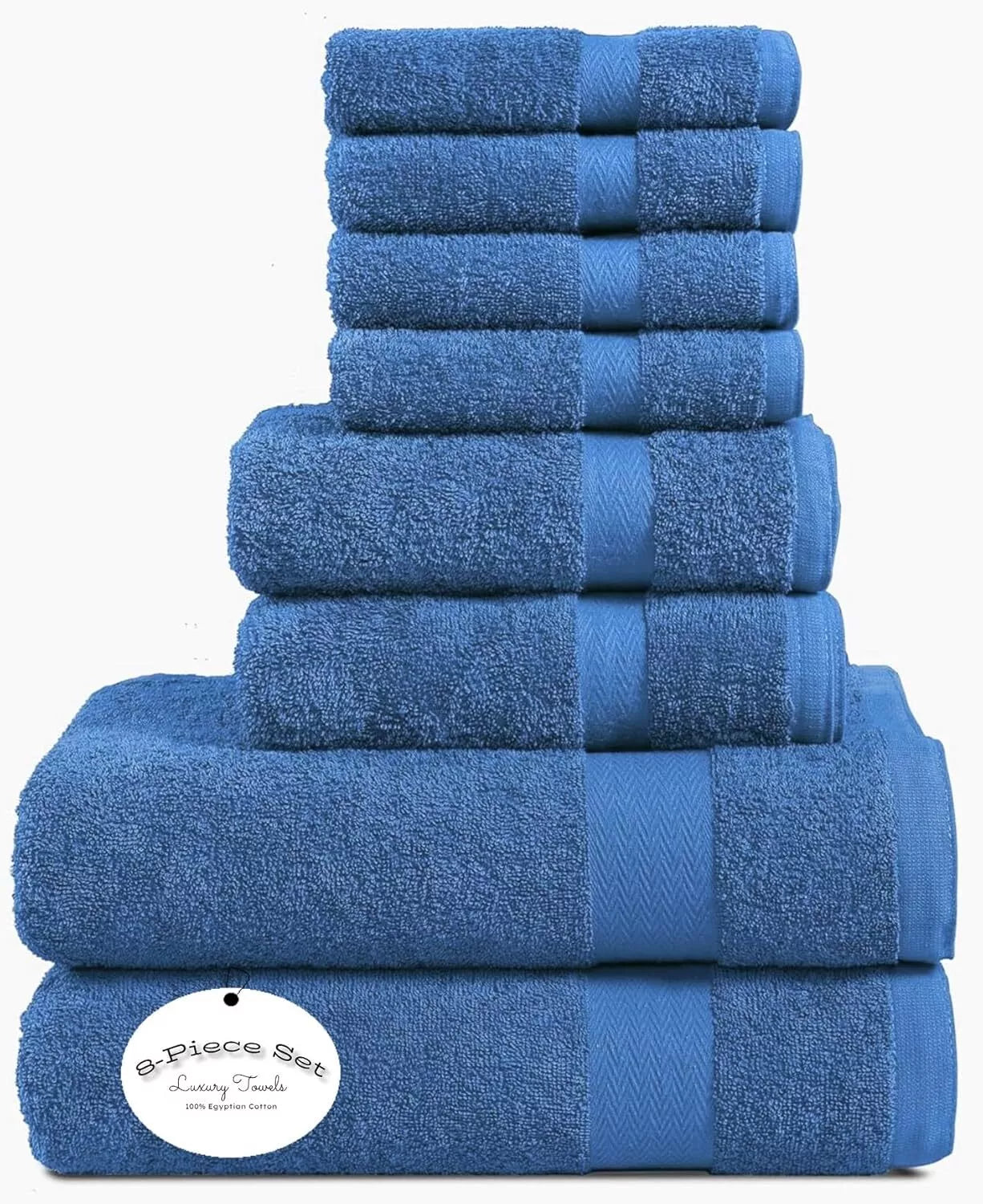 Luxury 4 Face Cloths, 2 Hand Towels, 2 Bath Towels- Super Soft 8 Piece 600GSM Towel Bale