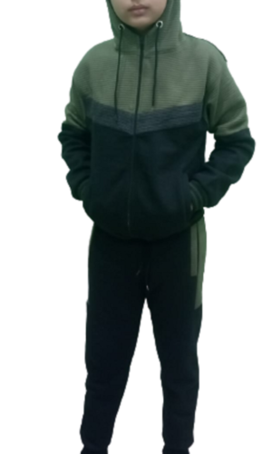 Kids Boys Zipper Tracksuit Set Fleece Hooded Top Bottom Jogging Suit 3-14 Years