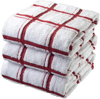 100% Cotton Terry Kitchen Towels Checkered Designed, Soft and Super